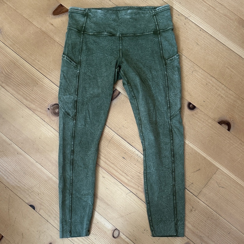 Army green Lululemon leggings.  Size 10